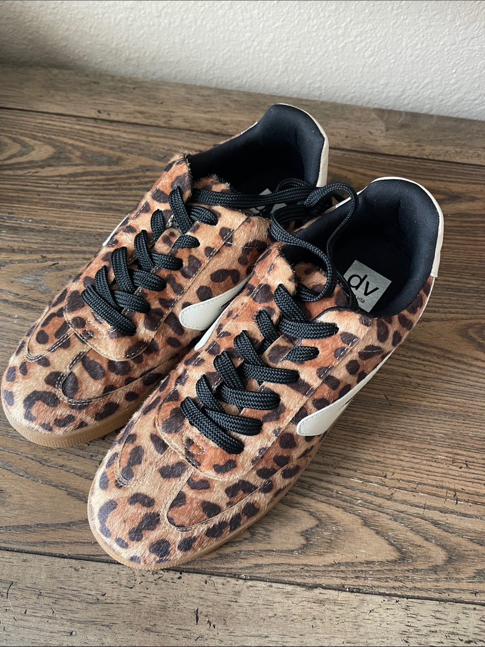 Womens Leopard Print Sneakers - Black Laces